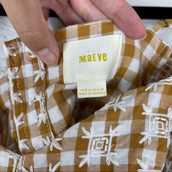 Anthropologie Maeve Mustard Yellow Gingham Embroidered Tank Top Size 8 - Picture 7 of 10